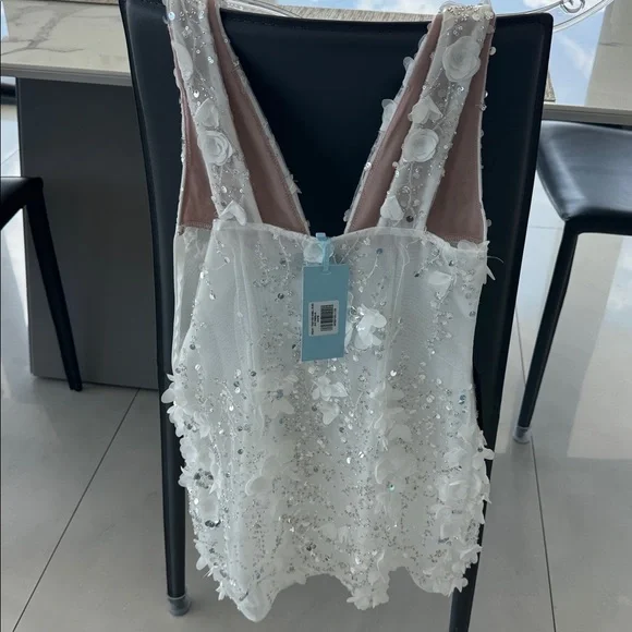 White Fox bridal white embellished mini dress xs - Picture 6 of 9